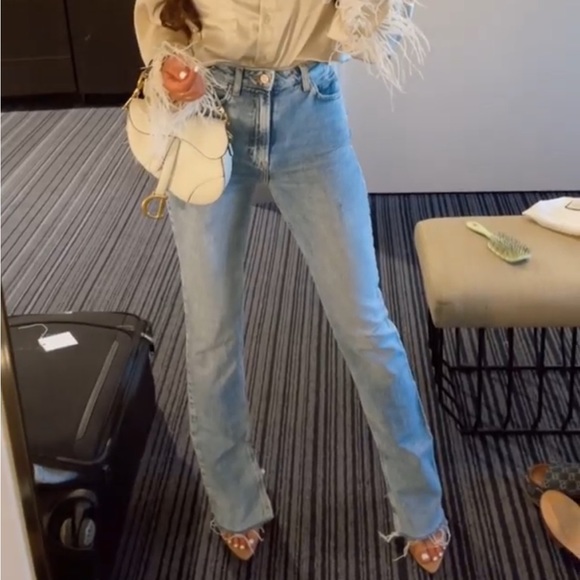Zara Denim - Zara high waisted straight split jeans 6164 054